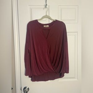 Entro Deep Burgundy Drape Blouse